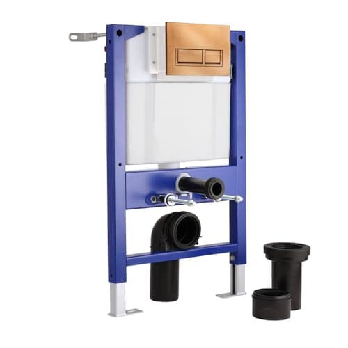 Image of Milano Wall Hung Toilet WC Short Frame Dual Flush Cistern Rectangular Bronze Plate - 820mm x 500mm