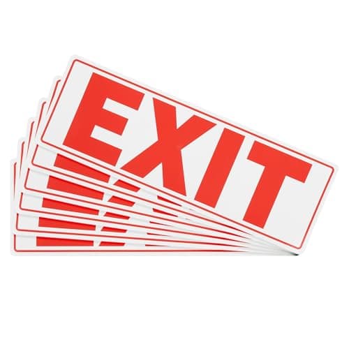 Image of PATIKIL 6Pcs Exit Signs Stickers,11.8x3.93 Inch Vinyl Self-Adhesive Sticker Paper for Indoor Outdoor Business Office Warehouse Workplace Stores,Red
