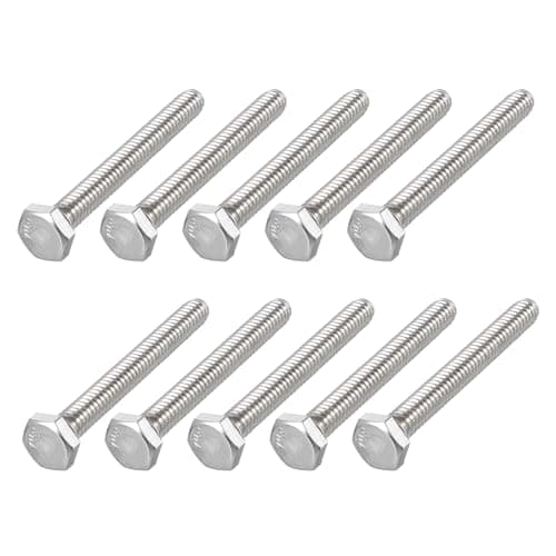 Image of METALLIXITY Hex Head Bolts (1/4-20 x 2") 10Pcs, 304 Stainless Steel 18-8, Fully Threaded, External Hex Drive, Plain Finish, Hex Head Screw Bolt, Silver