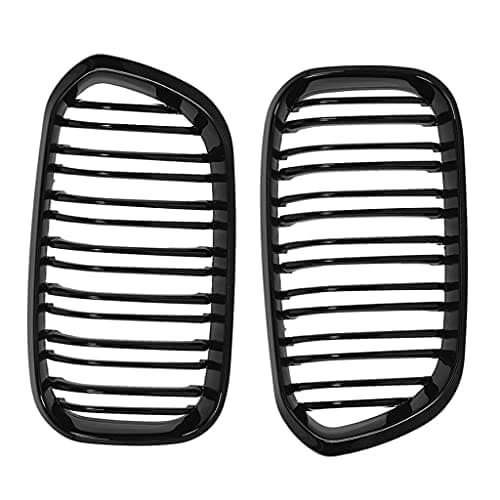 Image of Pair Gloss Black Front Kidney Grille Grill for 1 Series F20 F21 2015-2017,51137371685,51137371686