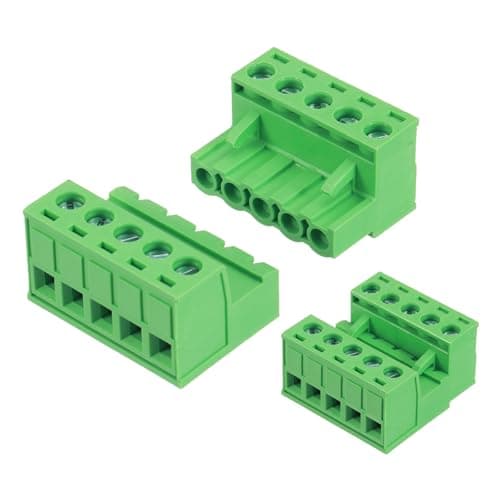 Image of sourcing map 8 Set 5 Pin 5mm 0.2 Inch Pitch PCB Mount Screw Terminal Block Connector Male Female, Green
