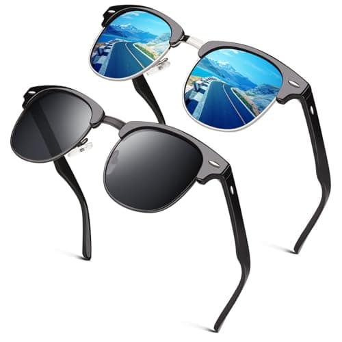 Image of GQUEEN Horn Rimmed Half Frame Polarised Sunglasses Mens Womens UV400 Protection