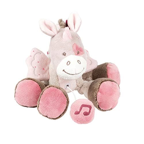 Image of Nattou Mini Musical Soft Toy, Jade The Unicorn, "La-Le-Lu" Melody, 24 x 14 x 7 cm, Nina, Jade and Lili, Beige/Pink, 987097