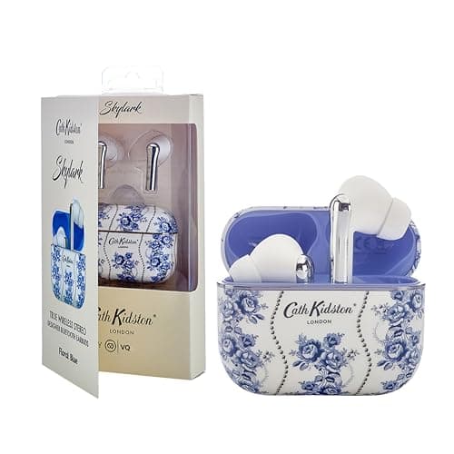 Image of Cath Kidston TWS Wireless Earbuds Skylark with Bluetooth 5.4, HD Mic & ENC Noise Cancelling - 40H Backup Rechargeable - Floral Blue, Compatible with iOS & Android