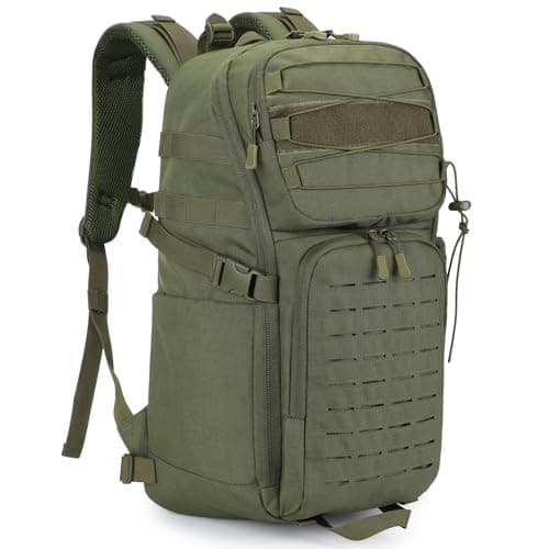 Image of HUNTVP 35L Military Tactical Backpack,Molle Hiking Rucksack for Men and Women, Army Rucking Backpack with 17.3" Laptop Compartment for Commuting, Camping, Traveling, School (35l-Army Green)