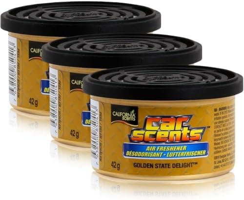 Image of 3 x California Scents Car & Home Organic Spill Proof Air Freshener Tin Can - PACK OF 3 (Golden State Delight)