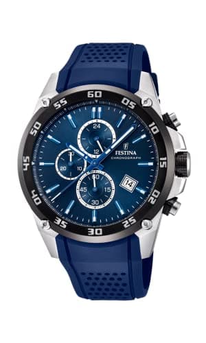 Image of Festina 'The Originals collection' Men's Quartz Watch with Blue Dial Chronograph Display and Blue Rubber strap F20330/2