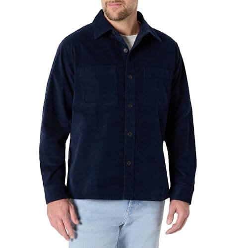 Image of Amazon Essentials Men's Regular Fit Corduroy Overshirt, Navy, M