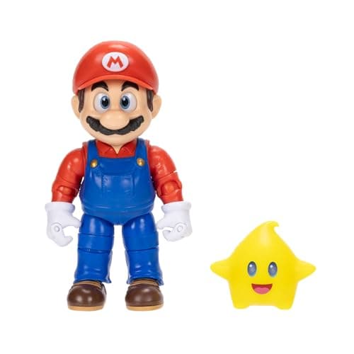 Image of The Super Mario Galaxy Movie Mario 5" / 12.7cm Action Figure with Accessory, Officially Licensed by Jakks Pacific, 22 Points of Articulation, Includes Glow In The Dark Luma, for Ages 3+