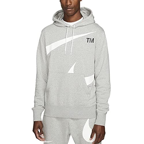 Image of Nike DD6011 M NSW SWOOSH PO SBB HOODIE Sweatshirt mens dk grey heather/white M
