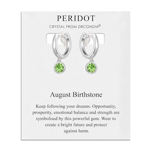 Image of Philip Jones August Birthstone Hoop Earrings Created with Peridot Zircondia® Crystals