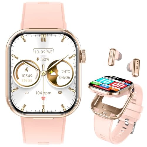 Image of Smart Watch with Earbuds for Women, 2'' HD (Answer/Make Calls) 2 in 1 Smartwatches and Headphones,100+ Sport Modes Fitness Tracker with Heart Rate/Sleep, Compatible iPhone/Samsung/Android