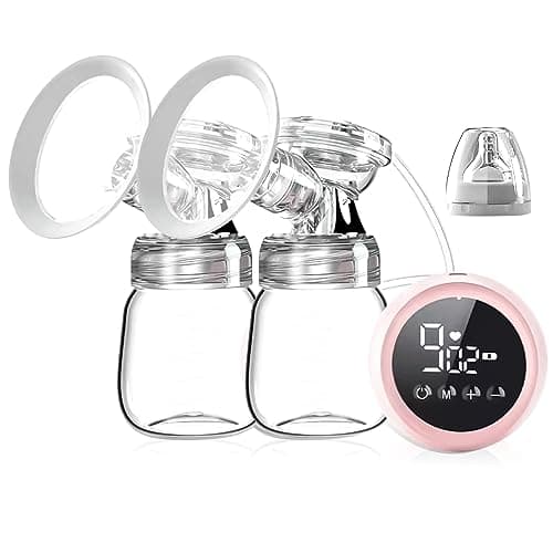 Image of Electric Breast Pumps - Double Portable Breastfeeding Pump with 2 Modes 9 Levels, Dual Rechargeable Nursing Double Breast Milk Pump Massage with Touchscreen LED BPA Free