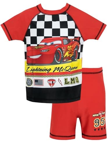 Image of Disney Cars Boys Lightning McQueen Two Piece Swim Set, Multicoloured, 3-4 Years