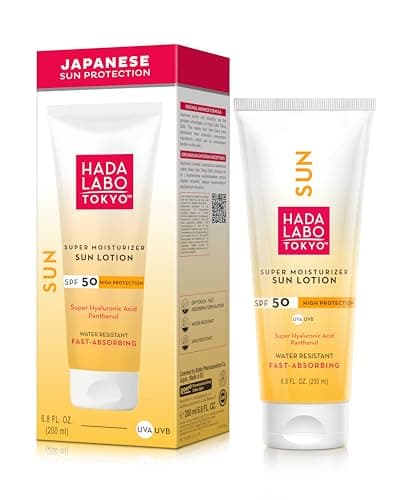 Image of Hada Labo Tokyo - Super Moisturizer Sun Lotion for Body, with Super Hyaluronic Acid, SPF 50, 200 ml (Pack of 1)