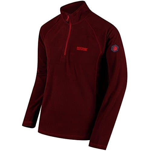 Image of Regatta Montes Lightweight Mini STRIPE Microfleece Zip Neck Fleece - Delhi Red, X-Large