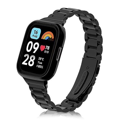 Image of SeNool Strap for Xiaomi Redmi Watch 3 Active, Metal Stainless Adjustable Quick Release Replacement Smart Watch Strap Band for Men Women for Xiaomi Redmi Watch 3 Active - Black