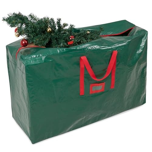 Image of Christmas Tree Storage Bag - Zipped Christmas Storage Tree Bag with Carrying Handles Tidy Storage Solution Various Sizes (Green 120 cm)