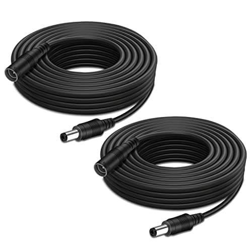 Image of Auroh CCTV Power Extension Cable Black/White Male to Female, Power Supply Adapter Extender Cord (Black, 10 Mtr x 2)