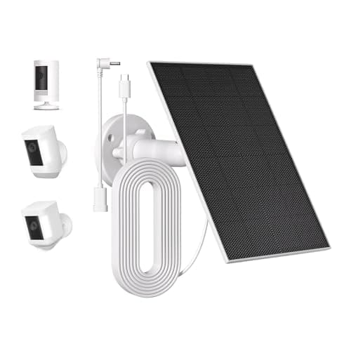 Image of Solar Panel for Ring Camera – Compatible with Spotlight Cam Plus/Pro&Stick Up Cam/Pro 2nd/3rd Gen,Built-In 5200mAh Battery,4W Weatherproof Charger with 13ft Cable & 360° Adjustable Screw-Mount Bracket