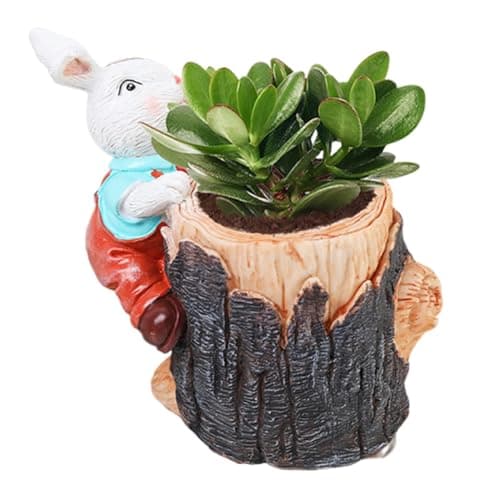 Image of Flowerpot Rabbit - Bunny Cactus Flowerpot | Rabbit Resin Container | Rabbit Resin Garden Container | Succulent Rabbit Planter | Garden Pots for Yard