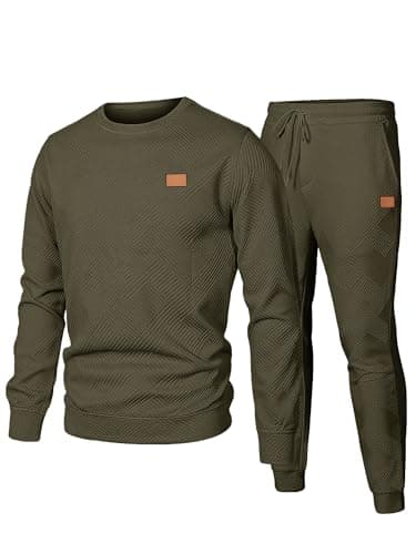 Image of JMIERR Mens Tracksuits 2 Piece Outfits Knit Pullover Sweatshirt & Joggers Sweatpants Sweatsuit Sets with Pockets,Green,XXL
