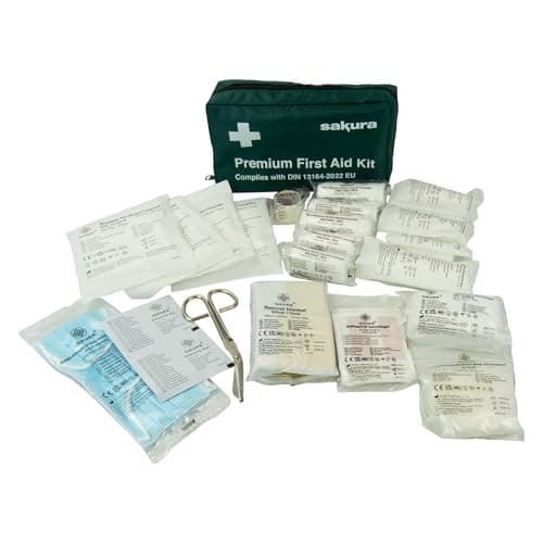 Image of Sakura DIN First Aid Kit SS5418 - Zipped Bag, Comprehensive Kit Ideal for EU Travel - Meets EU Automotive Standards