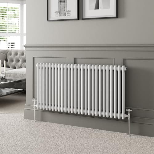 Image of DuraTherm® 600 x 1190mm White Traditional Horizontal Designer Radiator Double Column Colosseum Cast Iron Style Central Heating Panel Radiators Rad