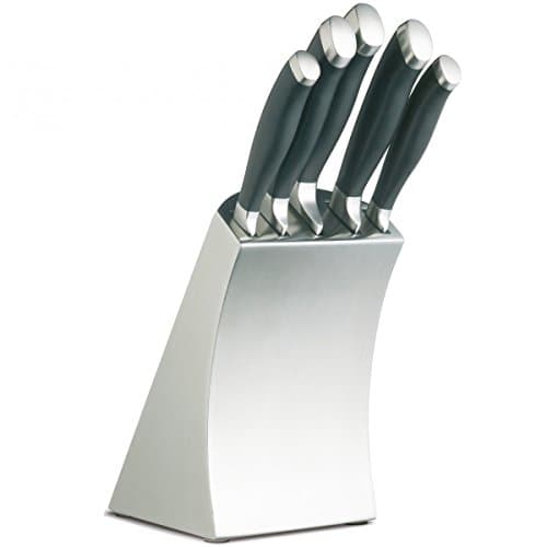 Image of MasterClass Trojan 6-Piece Designer Stainless Steel Knife Set and Knife Block, Silver
