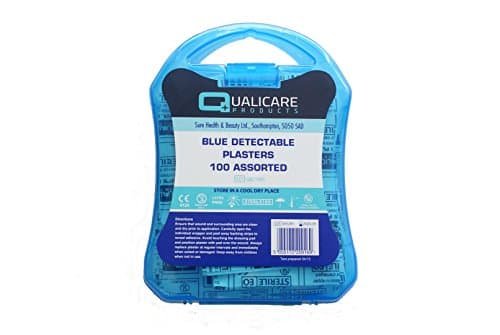 Image of 100 Assorted Sterile Blue Plasters, Detectable for Catering
