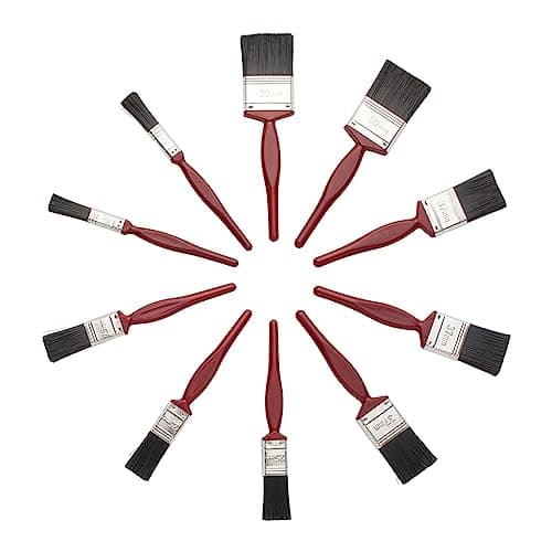 Image of Fit For The Job 10 pc Mixed Sizes Paint Brush Set for a Smooth Finish with Emulsion, Gloss, Satin on Walls, Ceilings, Woodwork, Metal - 2x 0.5, 3x 1, 3x 1.5, 2x 2 inch Paint Brushes for Wood, Plaster