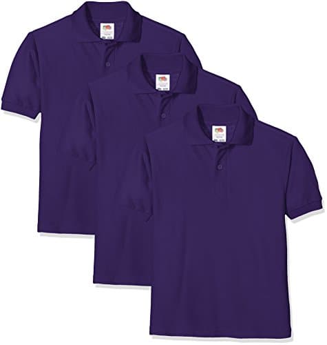 Image of Fruit of the Loom Unisex Baby Short Sleeve Polo Shirt, Purple, 12-13 Years UK