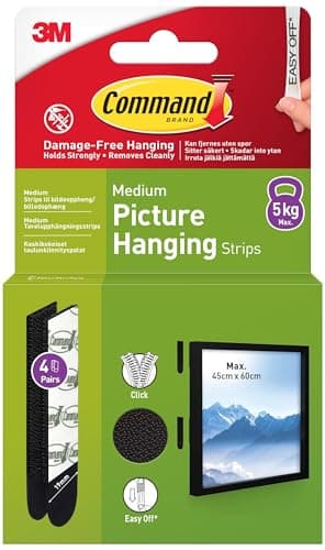 Image of Command Picture and Frame Hanging Strips, Medium - 4 Pairs (8 Strips) - Black, Adhesive Strips - Damage Free Hanging - for Pictures, Frames, Mirrors, Wall décor and Signs
