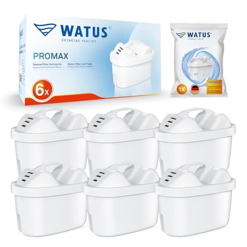 Image of Watus Water Filter Cartridges, for Brita Water Filter Cartridges, Brita Maxtra Pro, Maxtra Plus, Reduces Lead, Chlorine, Heavy Metals and Limescale in Water (6 Pack)