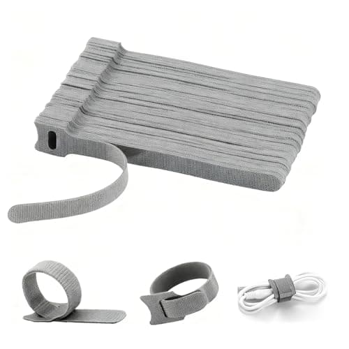 Image of AropaeenGlowry 100-Pack 15cm Reusable Hook & Loop Cable Ties - 12mm Wide Adjustable Cord Organizers (Grey)