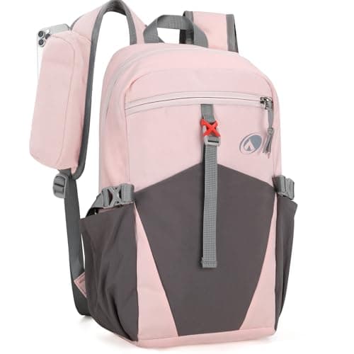 Image of Outplea 12L Small Hiking Backpack for Women Girls, Mini Waterproof Casual Daypack with Phone Holder, Children's Outdoor Rucksack, Pink