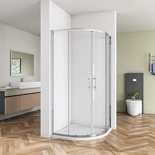 Image of Huiyang 800x800 mm Quadrant Shower Door 6mm Safety Glass Sliding Shower Enclosure with Tray, Chrome