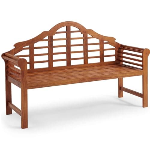 Image of CASARIA® Marlboro 2 Seater Wooden Garden Bench | FSC®-Certified Eucalyptus Wood | 135x52x100cm | Outdoor Furniture | Armrests & Backrest | Patio Park Balcony | Weather-resistant | 320kg Capacity