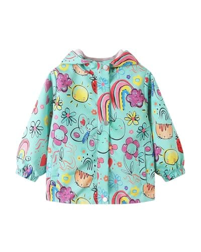 Image of JiAmy Boys Girls Waterproof Jacket, Kids Rain Coat Toddler Spring Autumn Coat Light Green for 9-10 Years