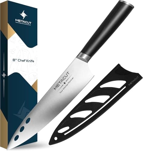 Image of Metacut Chef Knife 8 Inch | 20.3cm Ultra Sharp German Stainless Steel Professional Kitchen Knife with Ergonomic Handle, Dishwasher Safe, Easy to Clean & Gift Box Packaging