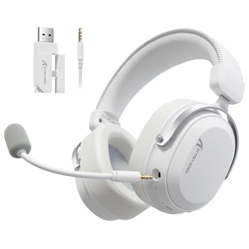 Image of ATTACK SHARK L30PRO Wireless Gaming Headset, 7.1 Surround Sound 50mm Bio-Drivers, 3-Mode 2.4G/BT 5.3/Wired Headsets with Detachable Noise Cancelling Mic for PC/PS/Xbox/Switch, 84H Playtime-White