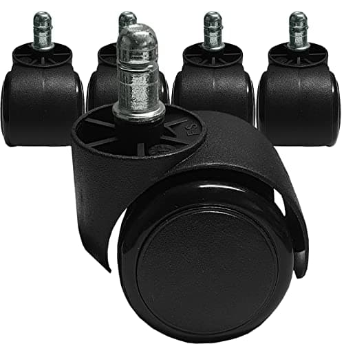 Image of Castor Swivel Stem Wheel Twin 50mm Office Chair Wheels (Set of 5) - 50mm Replacement Floor Castors for Gaming, Desk, Divan Bed, Sofa, Table, Desk Drawers
