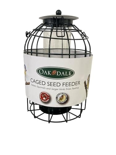 Image of Oakdale Squirrel Resistant Seed Bird Feeder | Caged Metal Outer Barrier | Weather Resistant | Easy Fill & Clean | Hanging Wild Bird Feeder for Garden, Trees & Feeding Stations