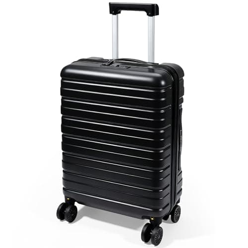 Image of Lekesky Cabin Suitcase 55x40x20, TSA Lock Carry-Ons Luggage for Ryanair Priority, British Airways, TUI Airways, Lightweight ABS Hard Shell, 40L, Black
