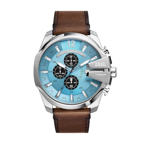 Image of DIESEL Mega Chief Series Watch for Men, Chronograph Movement with Leather Strap