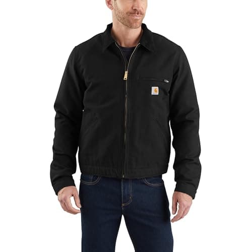 Image of Carhartt Men's Relaxed Fit Duck Blanket Lined Detroit Jacket, Black, XL