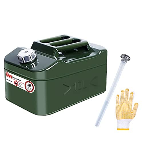 Image of Zemoeng Jerry Can 10L Metal, Petrol Can with Flexible Spout, UN Approved Fuel Can for Petrol Diesel and Other Dangerous Goods - Green
