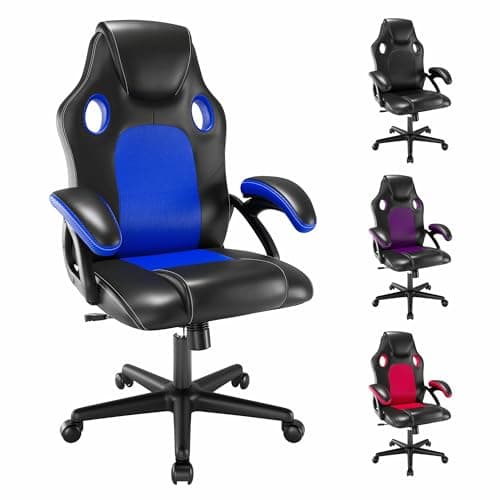 Image of play haha Office Chair,Ergonomic High Back Seat With Breathable Mesh Insert Padded Armrests Durable Base Lumbar Support Faux Leather Surface For Gaming Home Or Office Use Gaming Chair