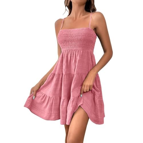 Image of formal dresses for women, Summer Dresses for Women UK 2025 Boho Causal Short Sleeve Vacation Floral Button Linen Dress with Pockets Ladies Maxi Printing Party Club Elegant Beach Dresses Pink XL