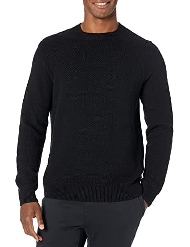 Image of Amazon Essentials Men's Oversized Fit Textured Cotton Crewneck Sweatshirt, Black, XXL